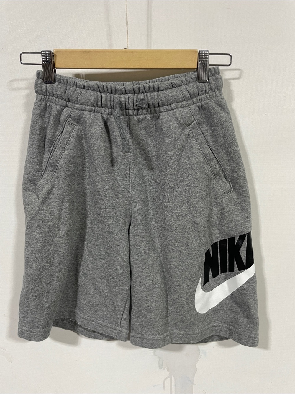 Nike Gray Boys' Shorts with Black & White Swoosh